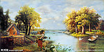 油画 山村油画