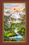 油画 聚宝盆山水油画