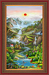 油画 聚宝盆山水油画