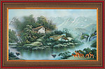 油画 山村水乡
