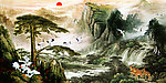油画 迎客松