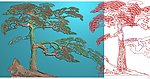 精雕图 迎客松加石 jdp