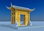 仿古门楼效果图贴图材质全