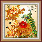 孔雀 牡丹