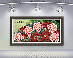 花开富贵山水画