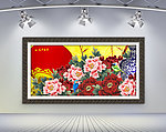 花开富贵山水墨国画