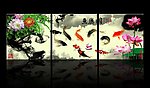 荷花鱼乐图无框画