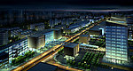 城市夜景高楼公路灯光
