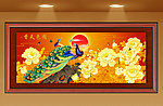 国色天香 孔雀 牡丹