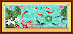 荷花 九鱼图