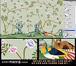高清大型壁画手绘花鸟