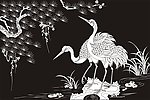 松鹤图 仙鹤 迎客松