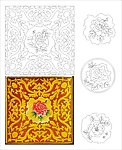 抽象花 线条图 欧式