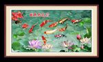 荷花九鱼图