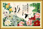 花开富贵 仙鹤