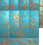 四季花鸟顶箱柜精雕
