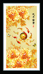 花开富贵九鱼图 装饰画
