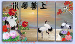 四条屏 六鹤同春