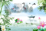 山水情背景墙装饰画