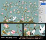 高清大型壁画手绘花鸟