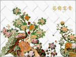 花开富贵玉雕牡丹背景墙