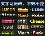 3D立体金属字体 镜面字体