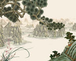 国画山水 背景墙