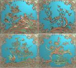 春夏秋冬四季花鸟门板精雕图灰度