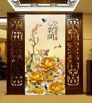 花开富贵玄关背景墙装饰画模板