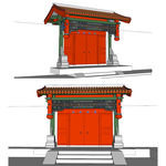 古建垂花门建筑草图大师SU模型