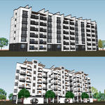 新中式多层住宅建筑草图大师SU