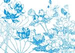 蓝碧清池 莲花图