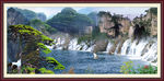 山水迎客松 风景画