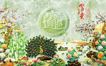 玉雕彩雕电视墙背景