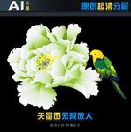 白色牡丹高清矢量图