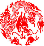 圆龙 剪纸 线条龙 龙纹 窗花
