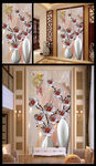 3D玉雕花瓶玄关背景墙