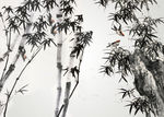 水墨竹子壁画
