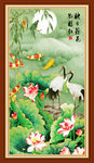 玄关画  荷花九鱼图
