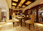 中式住宅餐厅室内效果图3d模型