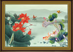 荷花国画