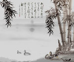 水墨竹子壁画