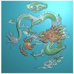单龙盘龙牌子挂件精雕图灰度浮雕