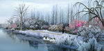河道雪景景观