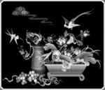 精品花瓶荷花灰度图