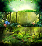 淘宝绿色梦幻背景banner