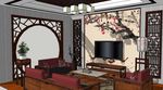 中式小客厅室内草图大师SU模型