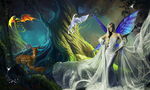 魔幻森林古树美丽女神写真美图