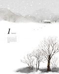 冬天雪景插画 浪漫梦幻冬季