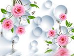 玫瑰花倒影